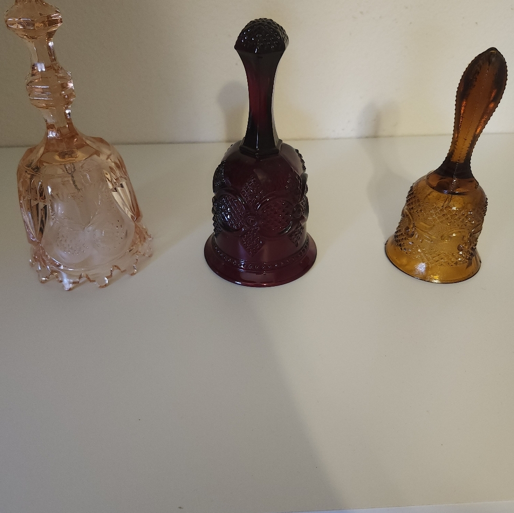 Vintage depression glass bells
